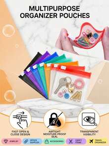 20/7/1pc Multipurpose Zipper Storage Pouches, Portable Travel Organizer Bags, Reusable Waterproof Seal Bags For Jewelry, Paper Clips, Craft Supplies, Coins, Keys, Hair Accessories And Small Accessories - Multicolor - View 2