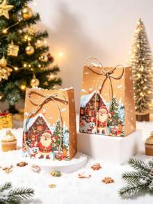 10pcs/50pcs/Pack Party Gift Boxes Christmas New Paper Boxes Christmas Candy Boxes Cookie Boxes Dessert Boxes Party Gift Paper Boxes Decorative Christmas Atmosphere Boxes - View 4