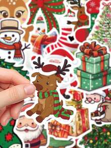 100pcs Santa Claus Stickers Christmas Gifts Adorable Cartoon Laptop Notebooks Mobile Phone Case Decorative Stickers - A - View 8