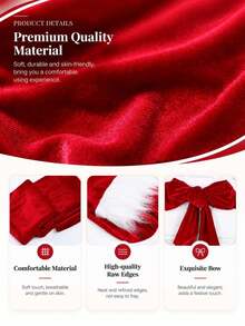 2PCS/4PCS/6PCS DIY Chair Sash Ribbon With Faux Fur Trim, Reusable Soft Fabric Decorative Sash For Dining Chair, Make Your Own Bow For Christmas Dinner Party, Flexible Long Strap For Chair Back, Wreath, Garland, Indoor Festive Decoration - Red - View 5