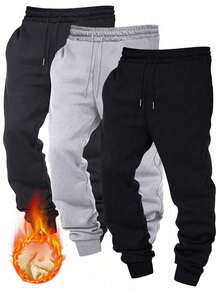 1pc Men's Cuffed Jogger Sweatpants, Elastic Drawstring Waist Design, Solid Color Minimalist Casual Long Pants, Suitable For Daily Wear, Fitness, Travel, Premium Gift Apparel Item - Black - View 7