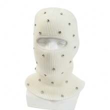 OBOVAY 1pc Women's Y2K Rhinestone Balaclava Hat, Unisex One-Hole Knitted Head Cover, Fashionable Face Mask Cap, Suitable For Daily Streetwear And Party - Single-hole Head Cover - View 26
