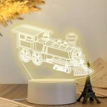Vintage Steam Train Acrylic Night Light, USB Warm Light Powered Desktop Art Decor, Exquisite Line Laser Engraved, Retro Atmosphere Bedside Lamp, Locomotive Theme Design, Suitable For Train Enthusiasts, Creative Birthday Holiday Gift - Warm white light - View 3