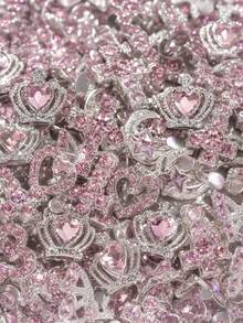 25pcs Y2K Alloy Nail Art Charms, Rhinestone Heart Butterfly Cross Pink Bow Jewelry Crystal Sequins Nail Decor, Suitable For Christmas Gift - Watermelon Pink - View 4