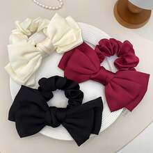 1pc French Retro Bow Hair Tie, High-End And Elegant Temperament, Wide Brim Will Not Damage Hair, Durable Hair Accessory, Easily Release Charm. - Multicolor - View 3