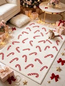 1pc Candy Cane Rug, Autumn/Winter Carpet, Decorative Rug, Bedroom Decor, Home Decor, Living Room Carpet, Outdoor Rug, Washable Carpet, Christmas Gift - Multicolor - View 1