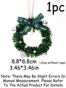Mini Christmas Wreath Ornaments, Small Hanging Wreath Decor With Bows Bells And Berries, 5 Styles Available, Christmas Tree Hanging Decoration, Holiday Party Home Decor - Multicolor - View 14