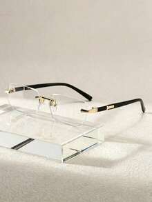 1pc Fashion Rimless And Women's Small Frame Y2K Versatile Personality Glasses - Black - View 1