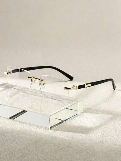1pc Fashion Rimless And Women's Small Frame Y2K Versatile Personality Glasses