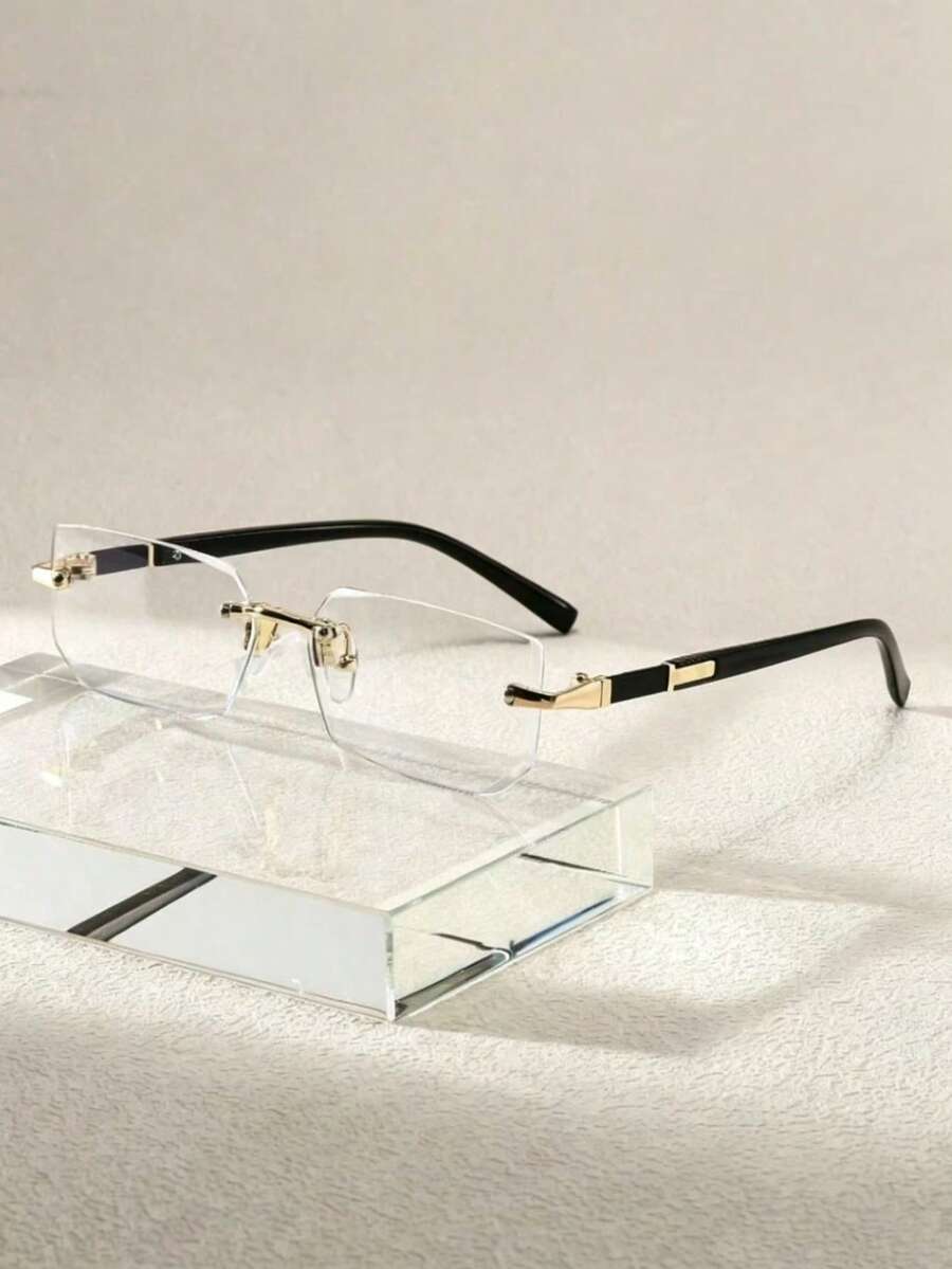 1pc Fashion Rimless And Women's Small Frame Y2K Versatile Personality Glasses - Black - View 1