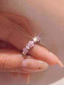 1pc Shiny Flower Ring Women's Promise Ring Eternity Ring Delicate Jewelry Gift - Flower Ring - View 4