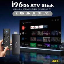 I96 D6 TV Stick Pemutar Media Streaming Portabel, Pemutaran 4K HDR, Android TV Quad-Core 64-Bit, WiFi 2.4G, Perangkat Streaming 4K HD untuk TV dan Proyektor - Hitam - View 1