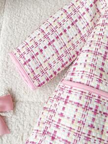 Autumn/Winter Baby Girl Cute Pink Plaid Lapel Single-Breasted Princess Style Atmosphere Jacket - Pink - View 5