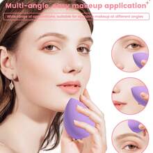 28pcs & 1pc Gift Makeup Brushes Set Powder Foundation Blush Eyeshadow Eyebrow Brushes With Makeup Sponges Round Powder Puffs Soft Bow‑Style Hair Headband Glitter Printed Round Travel Cosmetic Bag, Bonus Rabbit‑Shaped Brush Cleaning Tool Gift - Multicolor - View 7