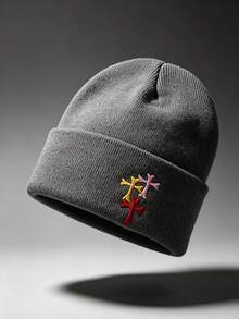 1件男士街頭風十字刺繡無帽簷針織毛帽 Y2K 編織帽 - 彩色 - 查看 14