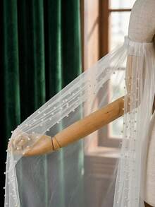 1 Pair White Beaded Bridal Long Sleeves, Detachable Elastic Cuffs, Wedding Party Dress Photo Accessory - White - View 4