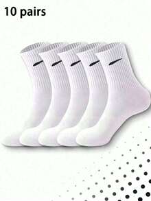 1/5/10 Pairs Men's Mid-Calf Socks, Minimalist Geometric Pattern, Breathable & Comfortable, Sporty Style, Fun Halloween Gift Socks - Multicolor - View 15