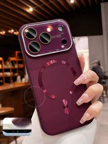1件裝 啞光磁吸相機保護手機殼,相容 iPhone 17 16 15 14 13 12 Pro Max Plus Air,支援無線充電,親膚觸感 - 酒紅色 - 查看 3