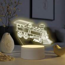 Vintage Steam Train Acrylic Night Light, USB Warm Light Powered Desktop Art Decor, Exquisite Line Laser Engraved, Retro Atmosphere Bedside Lamp, Locomotive Theme Design, Suitable For Train Enthusiasts, Creative Birthday Holiday Gift - Warm white light - View 6