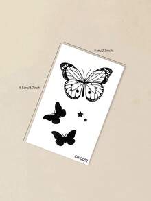 1pc Herbal Juice Semi-Permanent Magic Tattoo Sticker, Star & Butterfly Pattern, Long-Lasting 14 Days, No Fading, Non-Reflective, Temporary Tattoo Sticker For Arm, Shoulder, Neck, Collarbone, Waist, Abdomen, Leg And Body - Blue - View 10