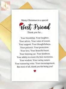 Best Friend Christmas Greeting Card, Heartfelt Sentimental Xmas Card For Special BFF, Warm Thank You Quote Card, Beautiful Festive Card To Send Christmas Wishes To Close Friend - One Size Fits All - View 3