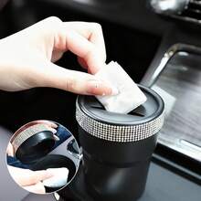1pc Shiny Rhinestone Coin Storage Box, Creative Fashion Design, Mini Storage Container, Suitable For Car Cup Holder, Portable Car Coin Storage Bucket, Gift - Multicolor - View 4