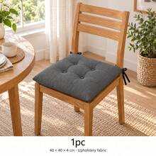 40 X 40 X 4 Cm Chair Seat Cushions, Square Polyester Chair Pads, 1, 2, 4 Or 6 Piece Packs, 8 Solid Colours - Dark Grey - View 3