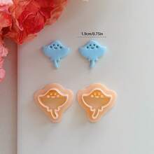 1pc/2pcs Mini Polymer Clay Cutters, Ocean Theme Shapes: Shark, Whale, Manta Ray, Tropical Fish, Coconut Tree, Starfish, Turtle, Crab, Dolphin, For Making Earrings And Necklaces - Apricot - View 22