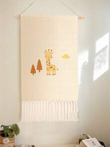 1PC Tapestry, Wall Hanging, Long Linen Vintage Tassel Tapestry, Vertical Wall Decor, Animal Print Design; Versatile For Living Room, Bedroom, Office, Party And More - Multicolor - View 8