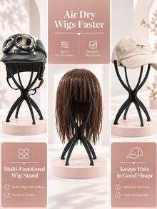 Wig Stand & Styling Set, Includes Foldable Wig Display Stand, Elastic Wig Cap, Lace Hair Net, Hair Clips And Tail Comb, Suitable For Women Wearing Lace Front Wigs And Daily Styling - View 6