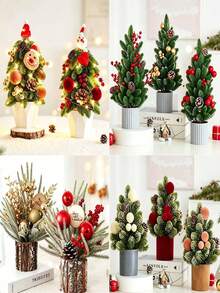 Pohon Natal Mini, Sempurna untuk Dekorasi Rumah dan Meja. Dilengkapi dengan Buah Beri Merah dan Kerucut Pinus, Kepingan Salju, dan Daun Hijau. Cocok untuk Dekorasi Natal, Dekorasi Meja, Dekorasi Rumah, dan Dekorasi Ruangan. - A - View 11