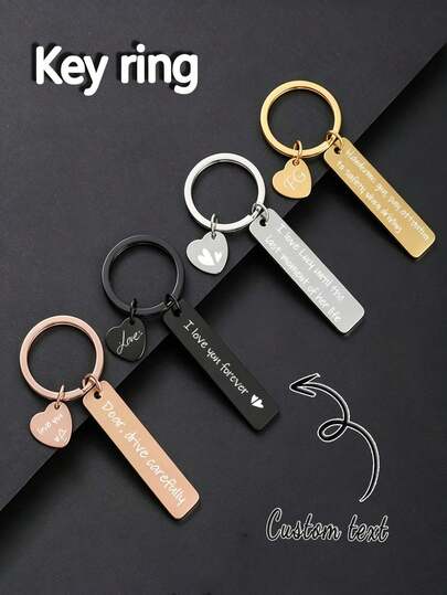 Stainless Steel Keychain, Personalized Engraved Keychain As A Gift For Him, Gift For Best Friend, Gift For Mother, Birthday Gift For Friend, Father's Day Gift For Dad, Engraved, Fashion, Minimalist, Unisex, Casual, Punk, Personalized, Unique, Ideal Gift For Him, Her, Family, Grandparents, Children, Graduation Gift, Personalized Unisex Gift