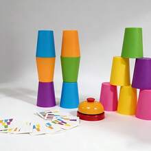 Memory Stacking Cups Game, Matching And Stacking Cups, Children's Matching And Stacking Toys, Competitive Stacking Cups Toys, Fast Stacking Cups Game Set With Bells And Pattern Cards, An Educational Competitive Game, Christmas Gift, Christmas Decoration - Multicolor - View 10
