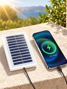 2025 New 1pc (Output Capacity: 15W, Net Weight: 81g) High-Efficiency Portable LED Solar Charger Panel, USB Interface For Device Charging, LED Emergency Lighting, Night Market Lighting Function, Outdoor Mobile Solar Power Panel Suitable For Camping Power Supply, Night Market Stalls, RV Backup, Outdoor Operations, Covering Portable Solar Panels, Camping Solar Chargers, Night Market Solar Panels, Outdoor Mobile Chargers, Solar Emergency Power. - Multicolor - View 2