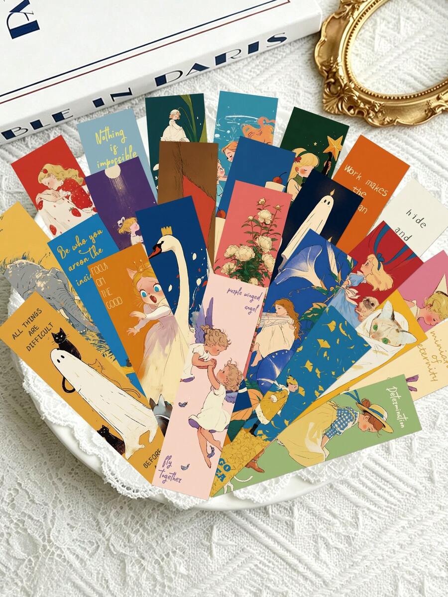 30pcs Fairy Tale Cartoon Bookmarks Creative Bookmarks Suitable For Library Cards, Marking Cards, Reading Cards, Message Cards, Suitable For Reading Enthusiasts, Applicable For Students, Book Decoration, Back To School Season, School Supplies, Birthday Party Gifts, Holiday Gifts - 30pcs - View 1