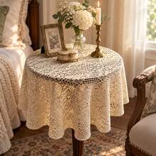 Vintage Crochet Lace Tablecloth, Hollow Knit Dust Cover For Nightstand, TV, Refrigerator, Washing Machine, Dining Coffee Table, Small Household Appliances - Multicolor - View 2