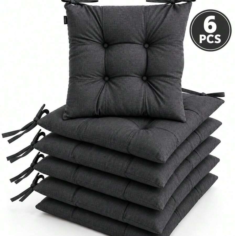 6 Pcs Comfortable Indoor & Outdoor Seat Pads For Kitchen, Dining, Garden, Balcony & Patio Chairs In Turkey - Dark Grey - View 1