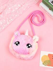Children's Unicorn Pattern Plush Fabric Large Capacity Cute Crossbody Bag, Suitable For Daily Outings And Parties - Multicolor - View 5