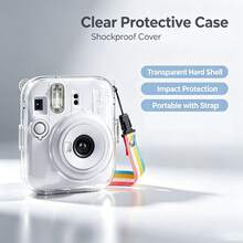 Compatible con Fujifilm Mini13, funda protectora transparente para cámara con correa ajustable de colores, accesorio para cámara de material PVC resistente a arañazos, carcasa protectora cristalina para cámara instantánea, resistente al amarilleo - Ver 3