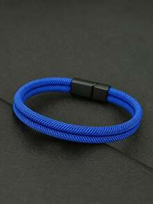 1pc Men's Double Layer Braided Bracelet, Unisex, Couple Bracelet, Multi-Color Casual Daily Fashion Accessory - Woven Bracelet - View 9
