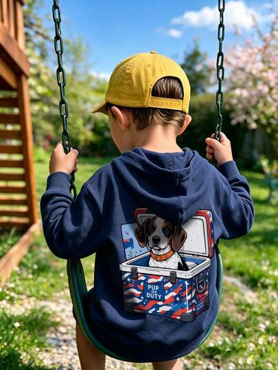 Chłopiec urocza bluza z wzorem wiaderka na lód i psa beagle, casualowa bluza z długim rękawem dla dzieci na camping i outdoor