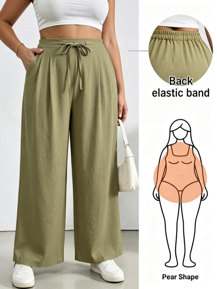 Plus Size Pants - Army Green - View 1