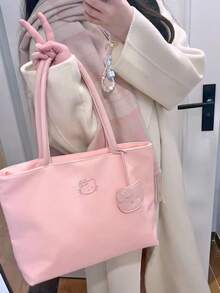 SANRIO Cute Exquisite Girl Commuter Large Capacity Tote Bag Kitty Embroidery Handbag Lightweight Underarm Shoulder Bag For Women - A - View 1