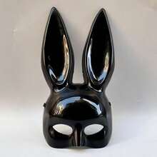 Women's Rabbit Ear Mask, Black/White Optional, Halloween Costume Party Cosplay Half Face Party Accessory - A - View 11
