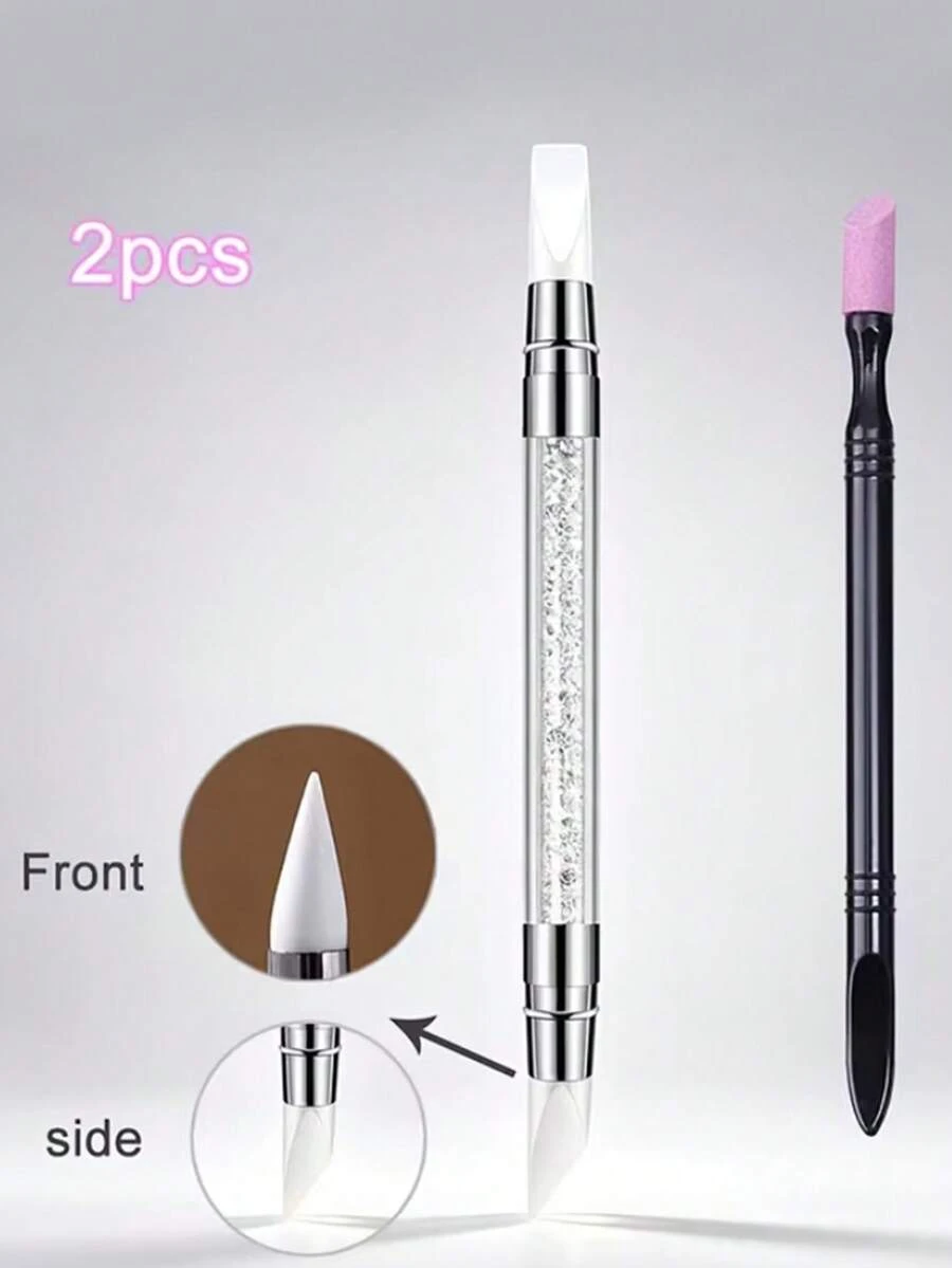 2Pcs Nail Art Silicone Carving Pen Set, Double Tip Silicone Design, For Nail Carving And Detail Trimming - Multicolor - View 1