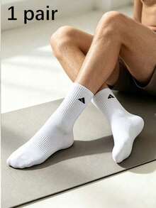 1/5/10 Pairs Men's Solid Color Minimalist Mid-Calf Socks, Soft Comfortable Sweat-Absorbent Breathable, Suitable For Daily Wear Running Sports, Couple Socks, Back To School Season, All Season Wear - Multicolor - View 10