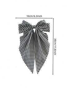 1/3pcs Women's Black & White Plaid Checkerboard Spring Hair Clips With Bows, Minimalist Satin Ribbon Ponytail Clips, Autumn Outfit Decorative Hair Accessories, Versatile Daily Hair Clips - Multicolor - View 6