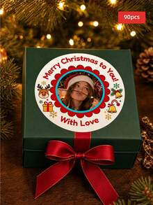 1/90/120/180/300pcs Customized Round Christmas Stickers, Personalized Winter Holiday Pattern Stickers, Support Custom Text Labels, Customizable Pattern & Text Waterproof PVC Stickers, Multiple Sizes Available, Suitable For Christmas Gift Packaging, Home Holiday Decor, Desktop Holiday Arrangement, Party Scene Decoration, Applicable To Christmas Party, Holiday Family Gathering, Year-End Celebration - Multicolor 1 - View 27