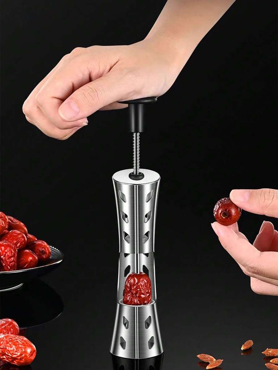 Automatic Stainless Steel Date Pitter, Multi-Function Date And Cherry Pitting Tool, Home Use Date Core Remover - Black - View 1