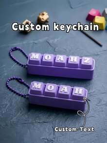 1pc Personalized Custom Name Mechanical Keyboard Keychain, Keycap Stress Relief Accessory, 3D Printed Accessory, Custom Keyboard Keychain Pendant, Suitable For Halloween And Christmas - Multicolor - View 1